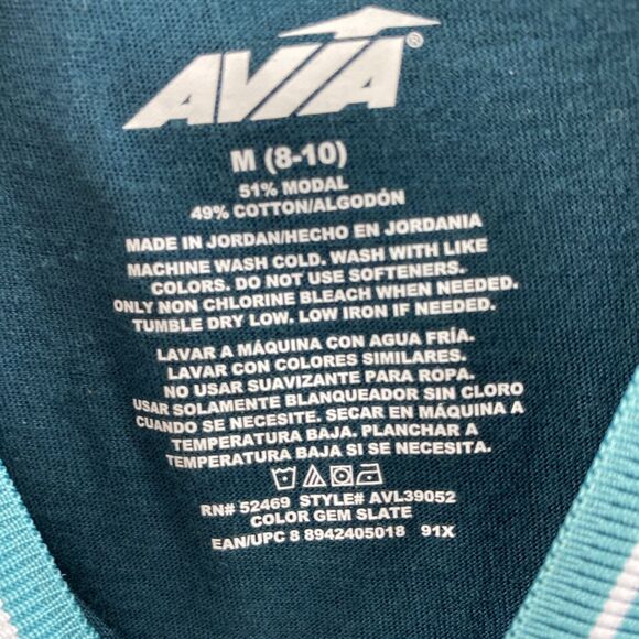 Avia Top Womens Medium 8-10 Blue Green Sleeveless Casual Tank - Picture 3 of 7